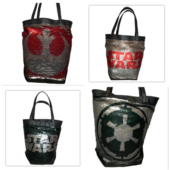 Disney Handbags - Disney Parks Star Wars Large Tote Bag 2 Sided Purse Flip Sequin w/ 4 Logo Design